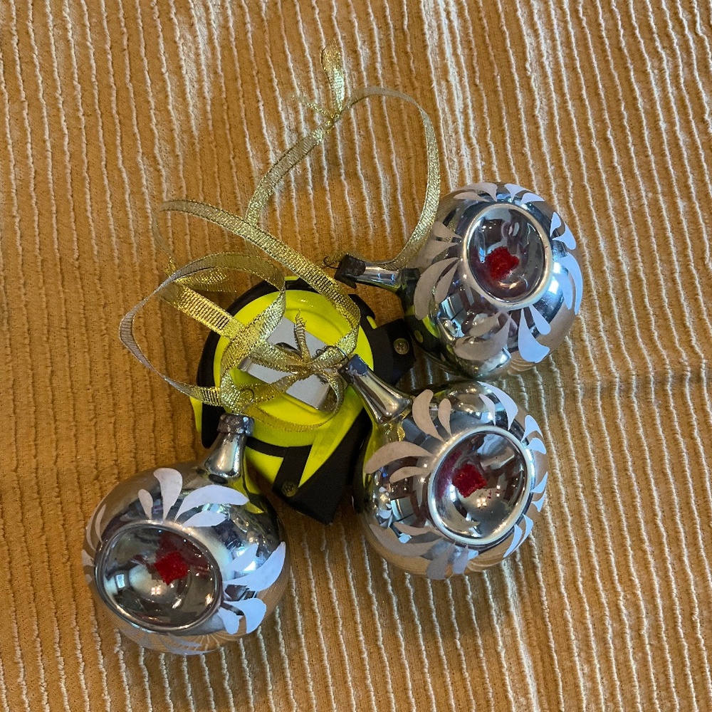 Set of 3 double indent polish glass ornaments